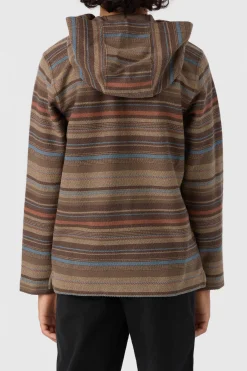 BOY'S BAVARO STRIPE PONCHO PULLOVER FLEECE