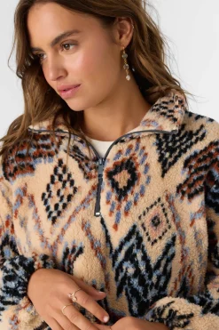 KACEY PALMER PRINT HIGH PILE FLEECE PULLOVER