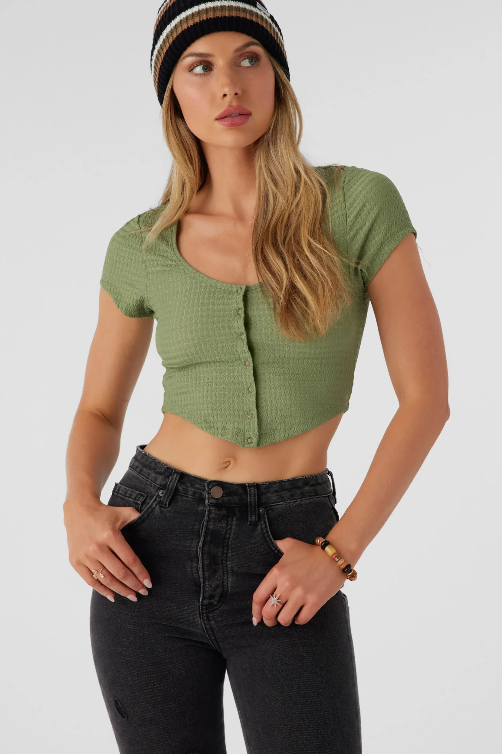 MARLENA TEXTURED KNIT CROP TOP